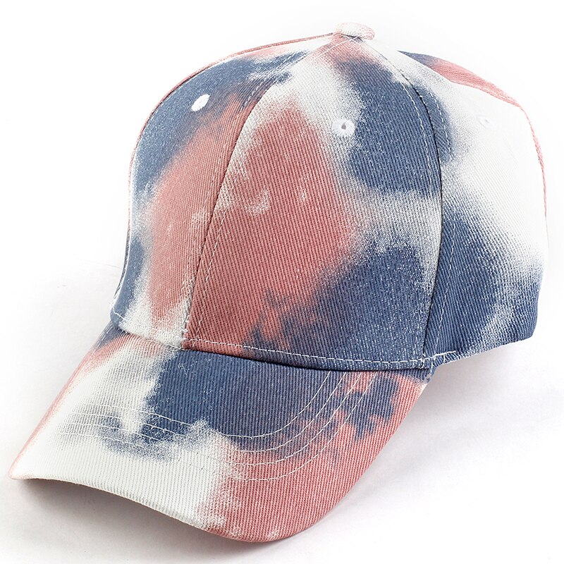 Geebro tie-dye unisex baseball cap forår mænd kvinder trend elskere farverige snapback hat udendørs justerbare hatte: Hud lyserød