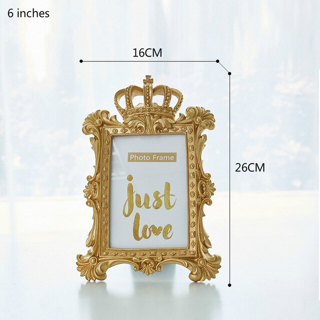 Luxe gouden kroon fotolijst barokstijl huisdecoratief certificaat hars fotolijst muur desktop decoratie 3/6/7 inch: 4