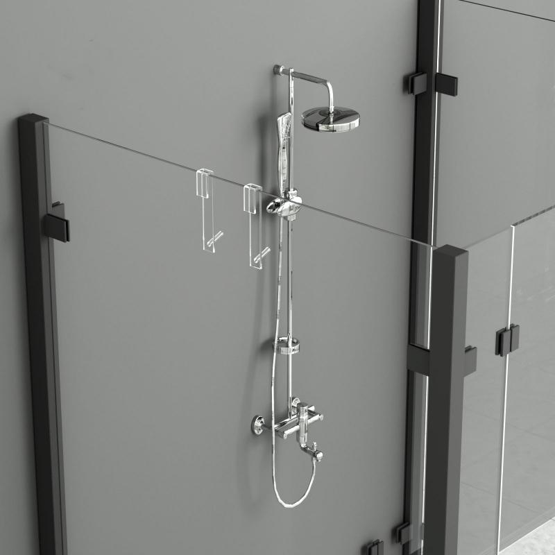Acrylic Bathroom Shower Door Hook Over Glass Door Shower Towel Rack Punch-Free Bathroom Bathrobe Hanger Transparent Towel Hooks