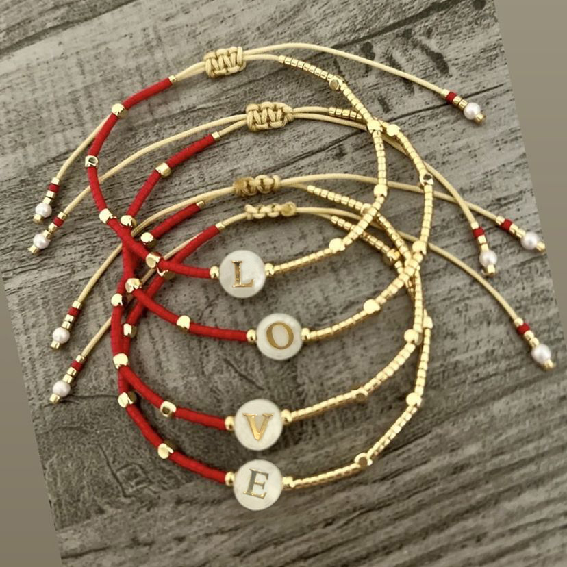 Kkbead Miyuki Pulseras Sieraden Voor Vrouwen 26 Eerste Armband Cadeau Sieraden Schelp Letter A ~ Z Alfabet Armbanden