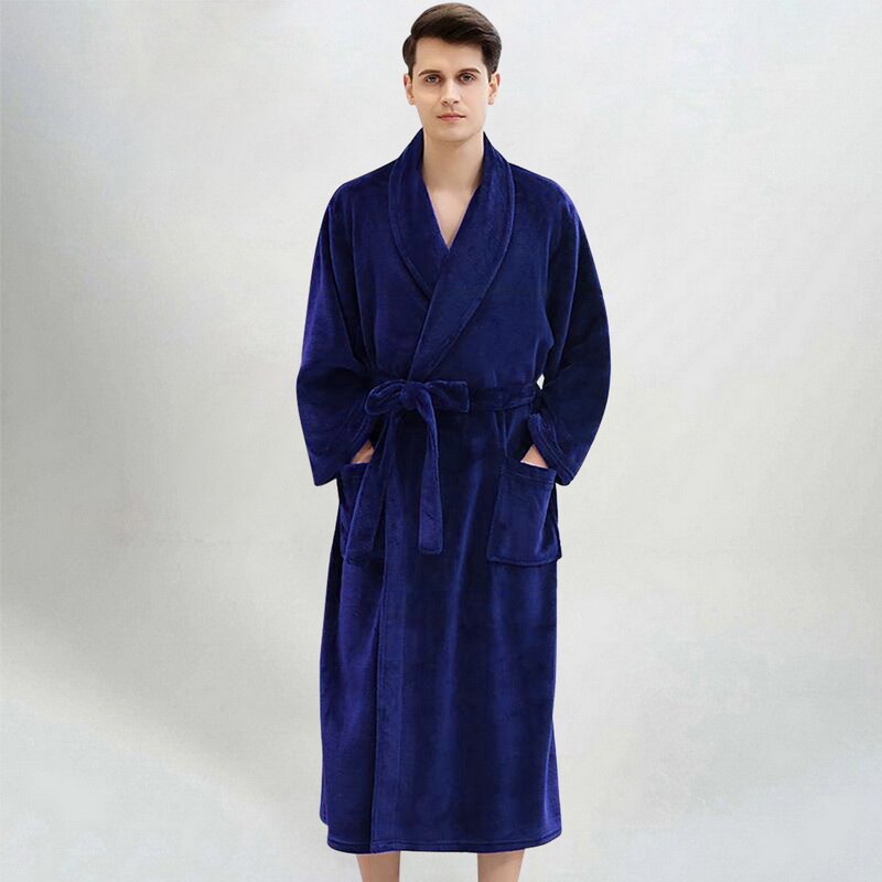Men's Waffle Hotel Bathrobe Spa Robe Water Absorbing Nightgown Japanese-style Kimono Shawl Collar robe Night Gown