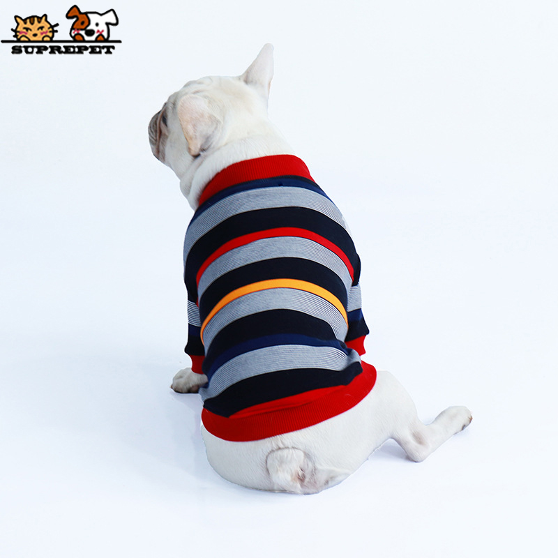 Suprepet kæledyr hundetøj til fransk bulldog stribe farverig hund jakke sværger vinter forår varm bomuld hund jakke ropa perro