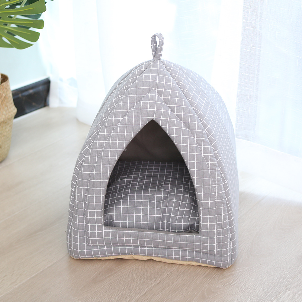 Cama para gato y perro de tela plegable forma de cono suave Casa de gato mascota nido para dormir cálido para gatos lavables suministros para mascotas lindas: 4 / 40x40x35cm