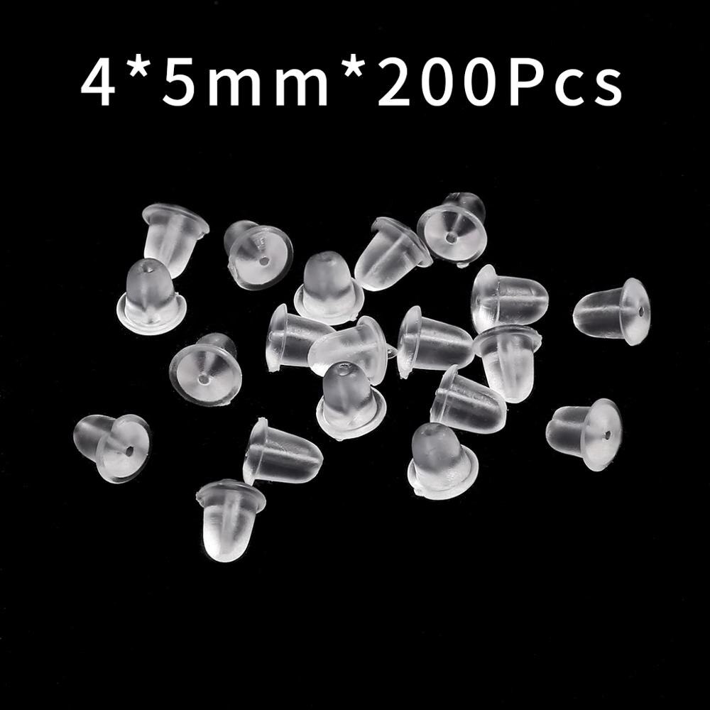 200 Stuks Rubber Earring Terug Silicone Ronde Oor Plug Geblokkeerd Caps Oorbellen Terug Stoppers Voor Diy Onderdelen Sieraden Bevindingen Maken: 4x5mm