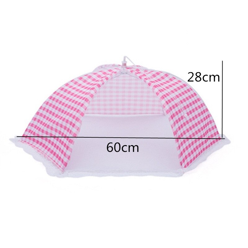 Anti Fly Mosquito Voedsel Schotel Cover Keuken Gevouwen Mesh Eten Cover Bbq Picknick Keukengerei Paraplu Stijl Keuken Gereedschap: pink 60x28cm