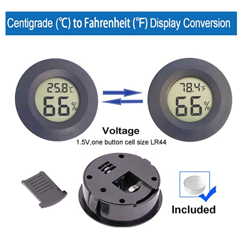 6~10pcs Mini Hygrometer Thermometer Fahrenheit or Celsius Meter Digital LCD Monitor Indoor Room Round Humidity Temperature Gauge