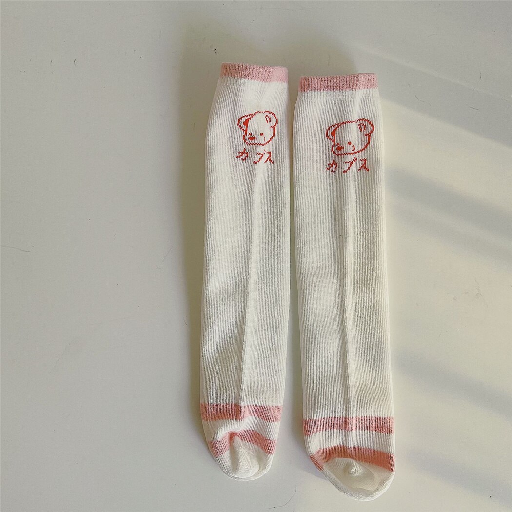 Baby Jongen En Meisjes Cartoon Beer Sokken Zachte Ademende Baby Kids Knie Hoge Lange Sokken Voor Peuter Booties Sokken Kinderen meias: A