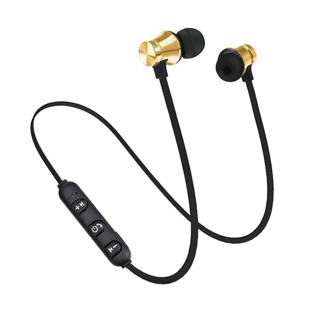 Auriculares intrauditivos con banda para el cuello y micrófono XT11, Auriculares inalámbricos con Bluetooth de adsorción magnética, deportivos, para videojuegos, con cable para todos los teléfonos: Golden
