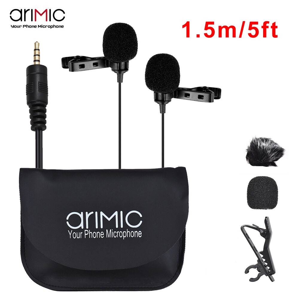 Microfono Lavalier Ulanzi Arimic - Cavo 1.5m/6m - Microfono Condensatore Cablato per iPhone, Android, iPad, DSLR: 1.5m