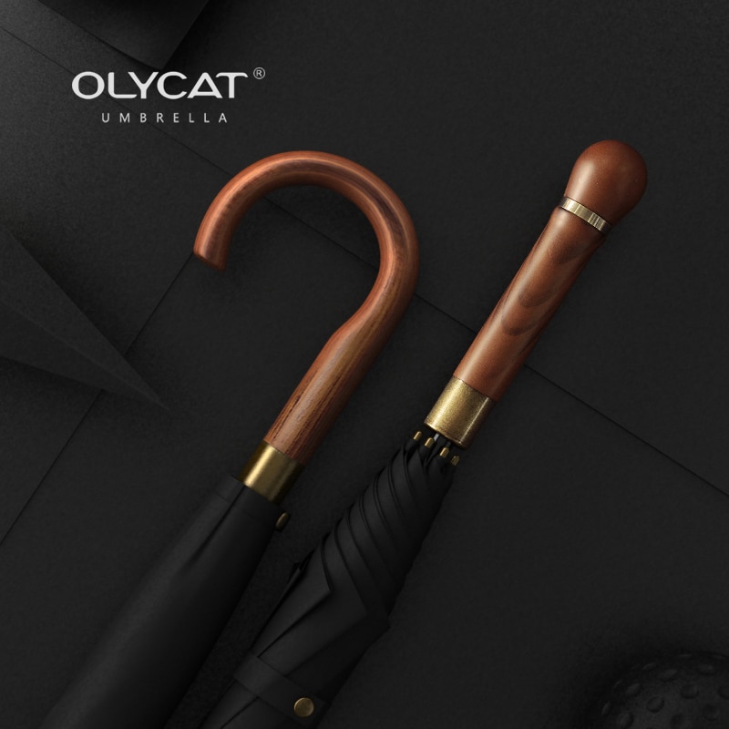 OLYCAT Long umbrella Straight umbrella Curved Handle umbrella Business Wooden Handle 8k