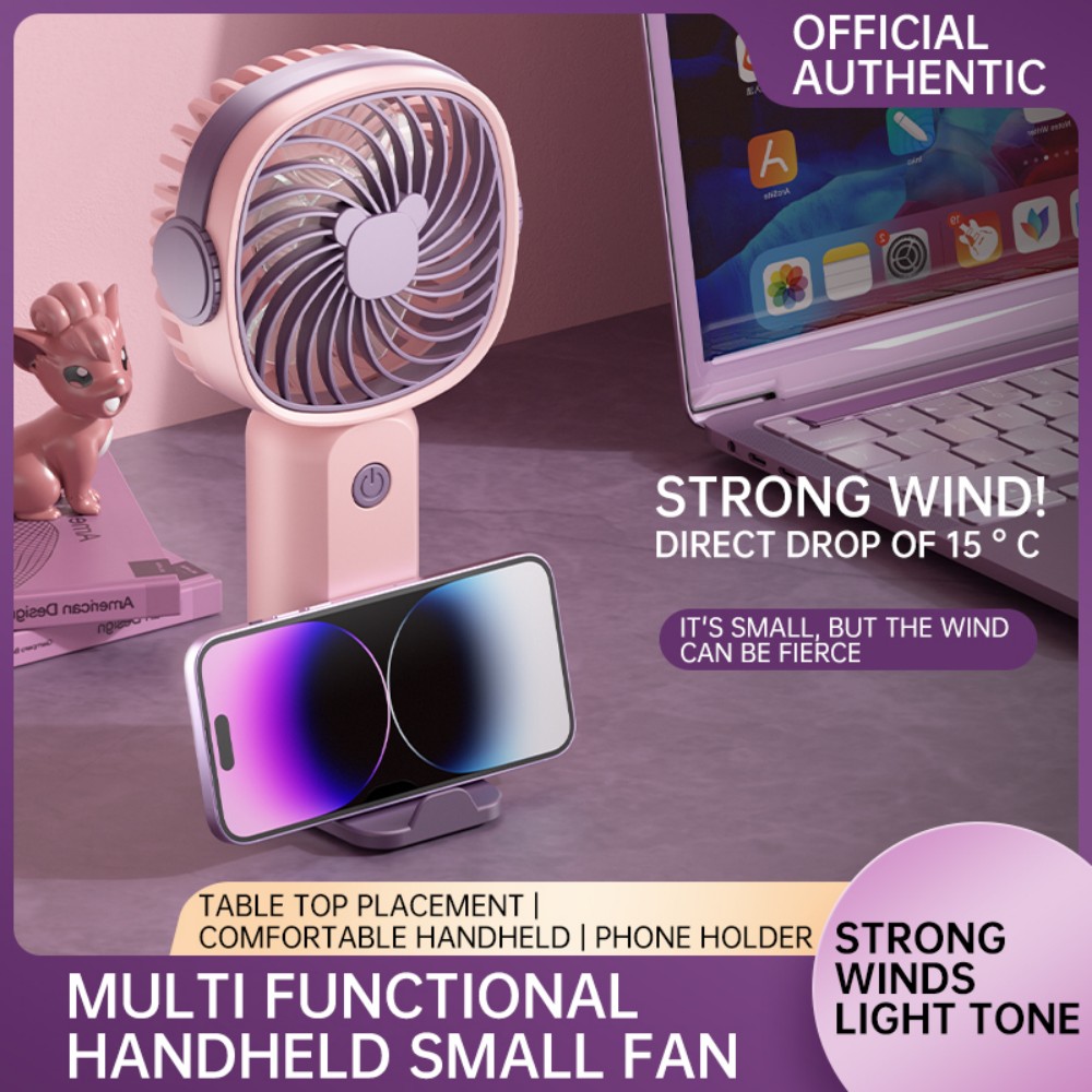 Mini ventilador portátil de mano, ventilador eléctrico silencioso con carga USB ajustable de 3 velocidades y soporte para teléfono, ventiladores de alta velocidad para exteriores