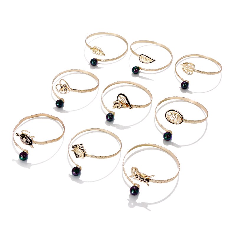 SAY Dia-pulsera de puño abierto para hombre y mujer, brazalete de hoja de Plumeria Polinesia Hawaiana de 7CM, corazón de tortuga, tótem de la suerte, perla de cristal