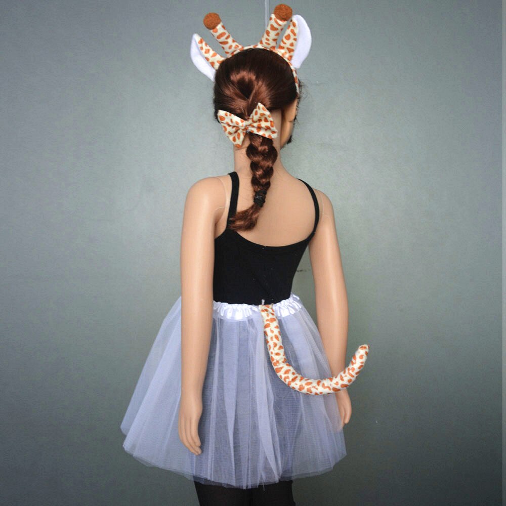 Bandeau de girafe de la Jungle pour femmes et filles, jupe de queue, accessoires de Cosplay Tutu animaux, Costume de fête d'anniversaire, fête prénatale Halloween: 4 / for 2-8 years girls