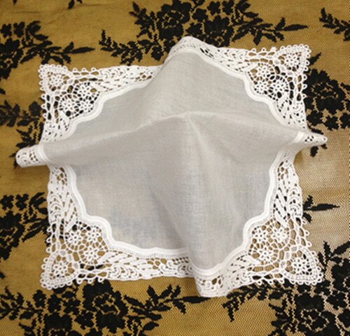 einstellen von 12 Hochzeit Braut Taschentücher Damen Baumwolle Taschentücher Häkeln Spitze Taschentuch Jahrgang Bestickt Hanky 12x12"