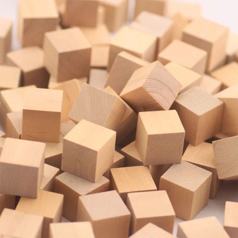 Wooden Cubes Natural Unfinished Craft Wood Blocks for Baby Shower Pack of 20