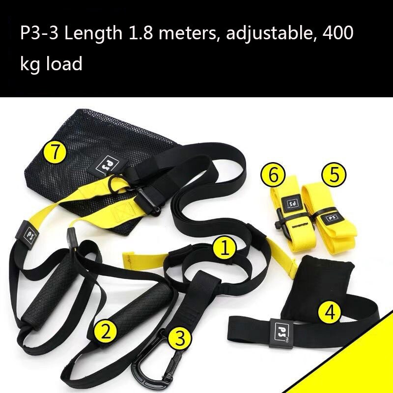 Suspension Resistance Bands Hanging Fitness Belt Gym Workout Crossfit Exercise Tainer Pull Rope Stretch Straps Tension Training: P3-3Yellow