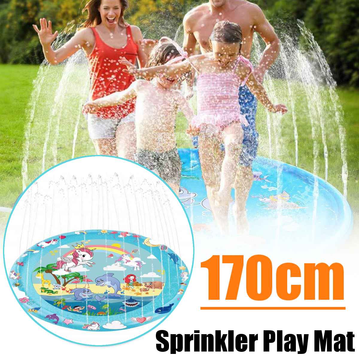170 Cm Kids Sprinkler Pad Mat Kinderen Zomer Outdoor Water Splash Play Water Mat Gazon Opblaasbare Sprinkler Kussen Speelgoed