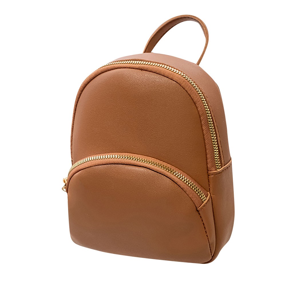 Backpack Women Leather Shoulder Bag For Teenage Girls Multi-Function Small Bagpack Female Ladies School Backpack Femininas#25: Brown 