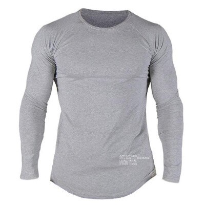 2020Autumn and Winter Muscle Fitness Brother Sports Running Training Long-sleeved T-shirt Men's Slim Long-sleeved T-shirt: C3 / M