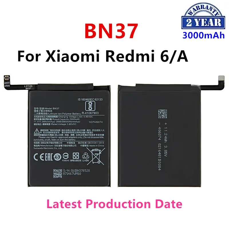 Brand BN37 3000mAh Battery For Xiaomi Redmi 6 Redmi6 Redmi 6A BN37 Phone Replacement Batteries +Tools