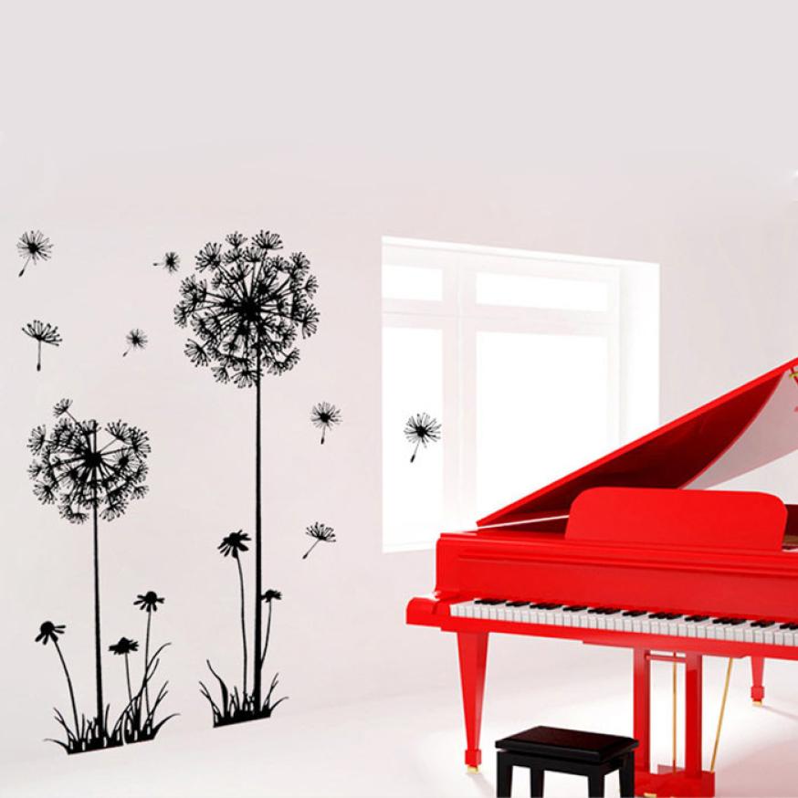 Muursticker Black Pvc Paardebloem Bloem Muurstickers Boom Grote Removab Muurstickers Etiqueta Da Parede