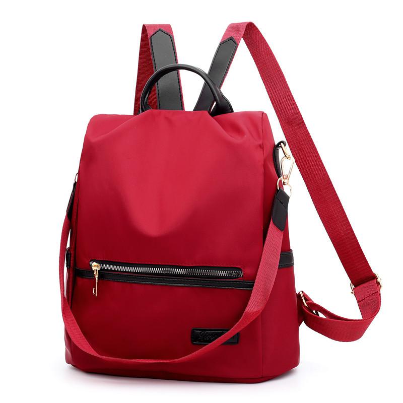 Moda mochila feminina mochila anti-roubo portátil náilon à prova dlarge água grande capacidade mujer sacos de ombro: Red