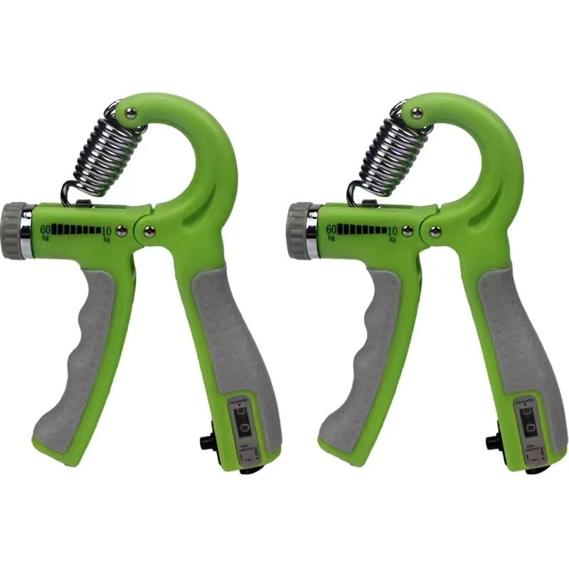 Hand Grip Set Adjustable Finger Strengthener with Counting Function Hand Grips Strengthener Hand Exerciser Grip Strengthener: Green - 2 PCS
