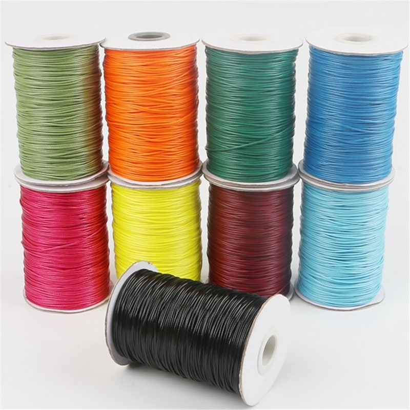 10 meter 1mm fargerik vokset tråd polyester snor streng stripe fargerik diy perle montering armbånd tau smykker dekor tilbehør