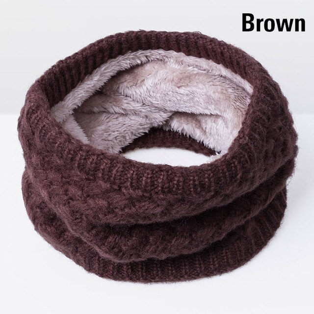 Winter Scarves Men Women knitted Cotton Autumn Scarves Children Boy girl Unisex Warm Thicken Wool Plus Velvet Scarves: brown