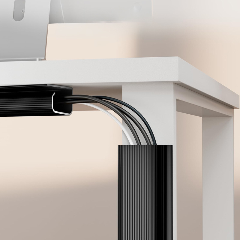 Bandeja de cables de escritorio de PVC de 40cm, gestión de cables debajo del canal de escritorio, ocultador de cables, sin perforación, organizador de cables para el hogar y la Oficina