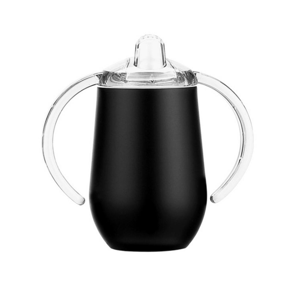 Taza de succión de doble Mango para niños, taza de agua, Taza Termo para bebés con asa, taza aislante de vacío Doble: Black
