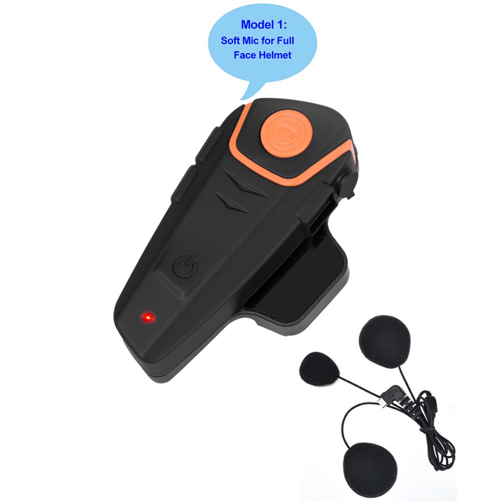 Motorcycle Bluetooth helmet Intercom BT-S2 1000M Wireless Communication intercomunicador Moto Interphone Headset: Soft Mic
