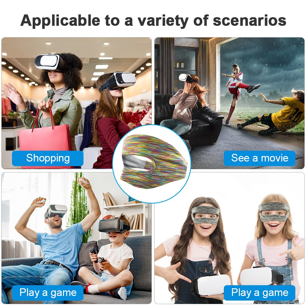 VR Accessories Eye Mask Cover Breathable Sweatproof Band Adjustable Virtual Reality Headset Face Cover for VR Gaming Black