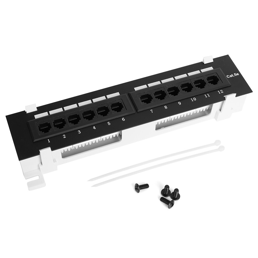 Network Cable Rack 12Port CAT5E Wall Mount Surface Patch Panels Wall-Mountable Rack for Network Wiring