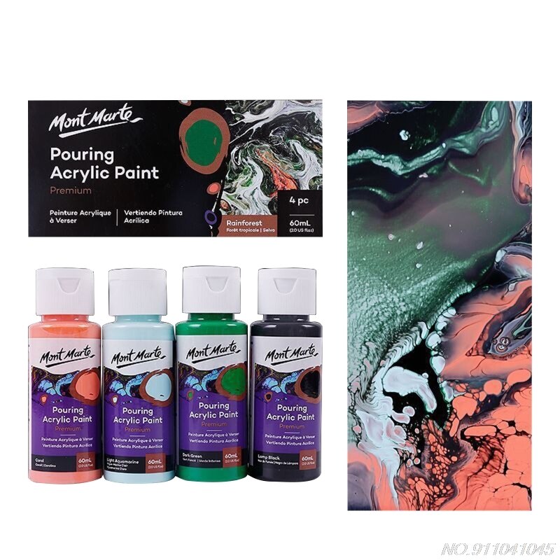 60ML Pigment Acrylic Paint Set Fluid Marbling Paint Acrylic Pouring Medium Drawing Tool For Artist DIY N23 20: Rainforest