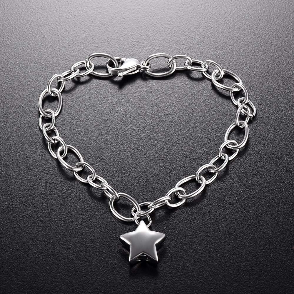 IJB0176-urna conmemorativa Mini, urna de cremación de estrellas, medallón para pulseras de cenizas, brazaletes de cadena de acero inoxidable, recuerdo con embudo gratis