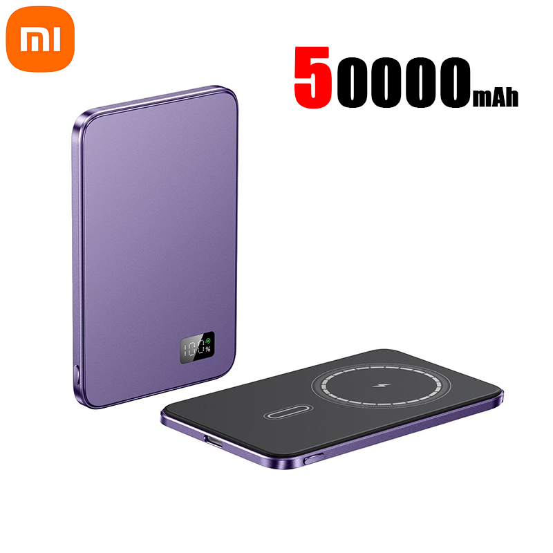 Xiaomi 50000 mah tynn magnetisk trådløs powerbank  pd25w hurtigladende bærbart eksternt batteri for magsafe for iphone: Gul