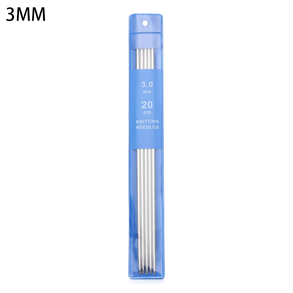 Agujas de tejer rectas de acero inoxidable, 2/5 piezas, 20cm, tamaño de 2-5mm, gancho de ganchillo, herramienta para tejer suéter, accesorios de costura: 5Pcs-3MM