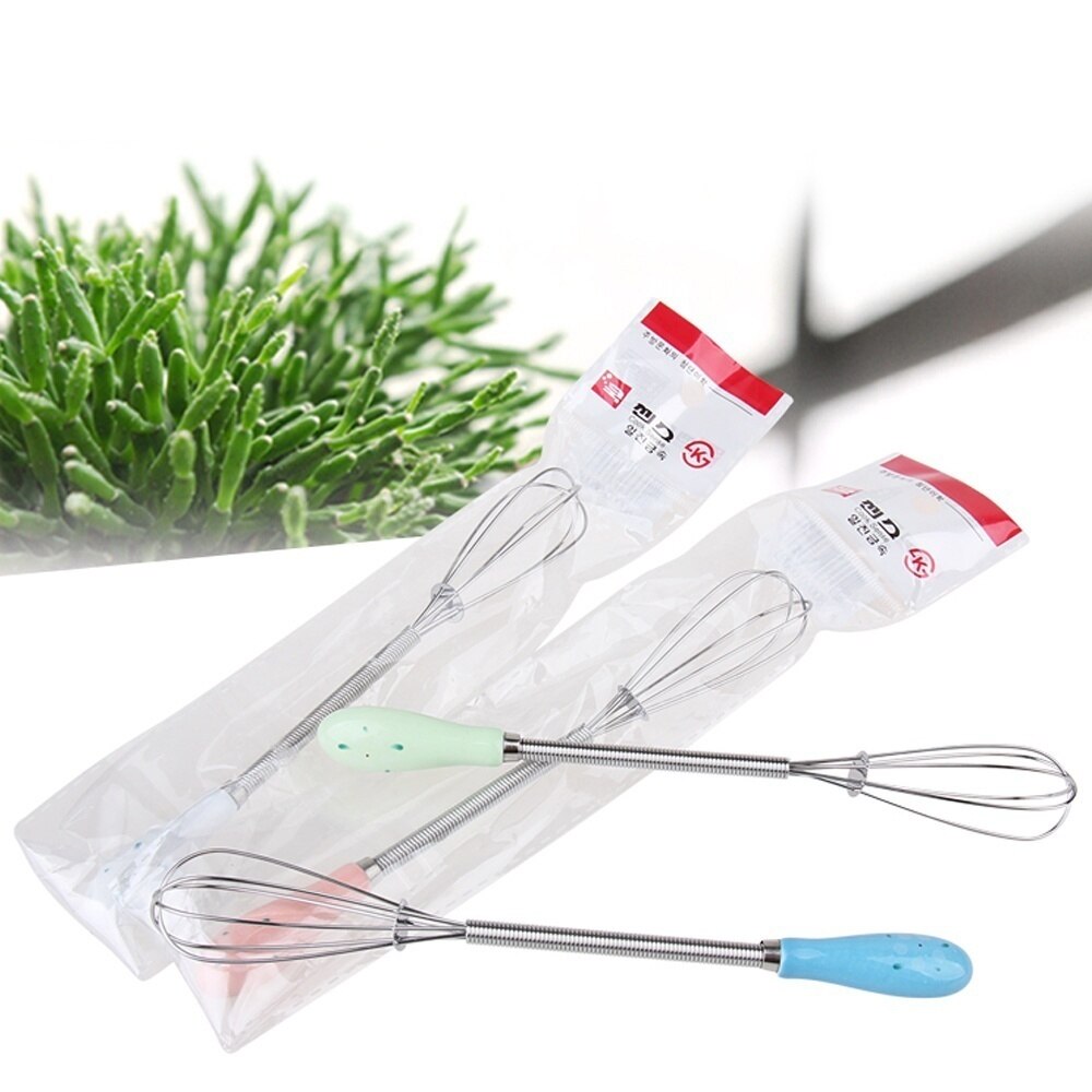 Kitchen Small Tools Manual Spring Handle Stainless Steel Egg Whisk Egg Mixer Baking Utensils Chinese Egg Agitator Cooking Tools