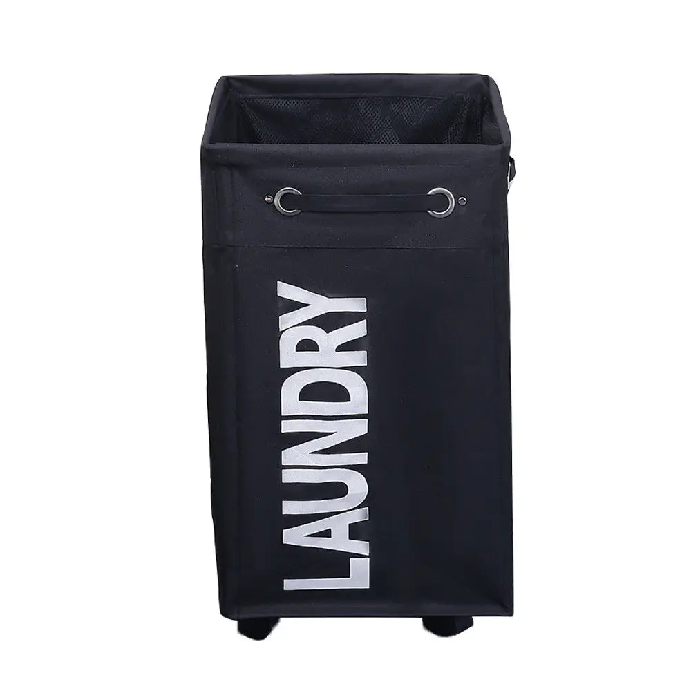 Rolling Laundry Hamper with wheels Waterproof and Collapsible Laundry Baskets For Clothes Toys Clothes Basket with Mesh Cover: Light Grey