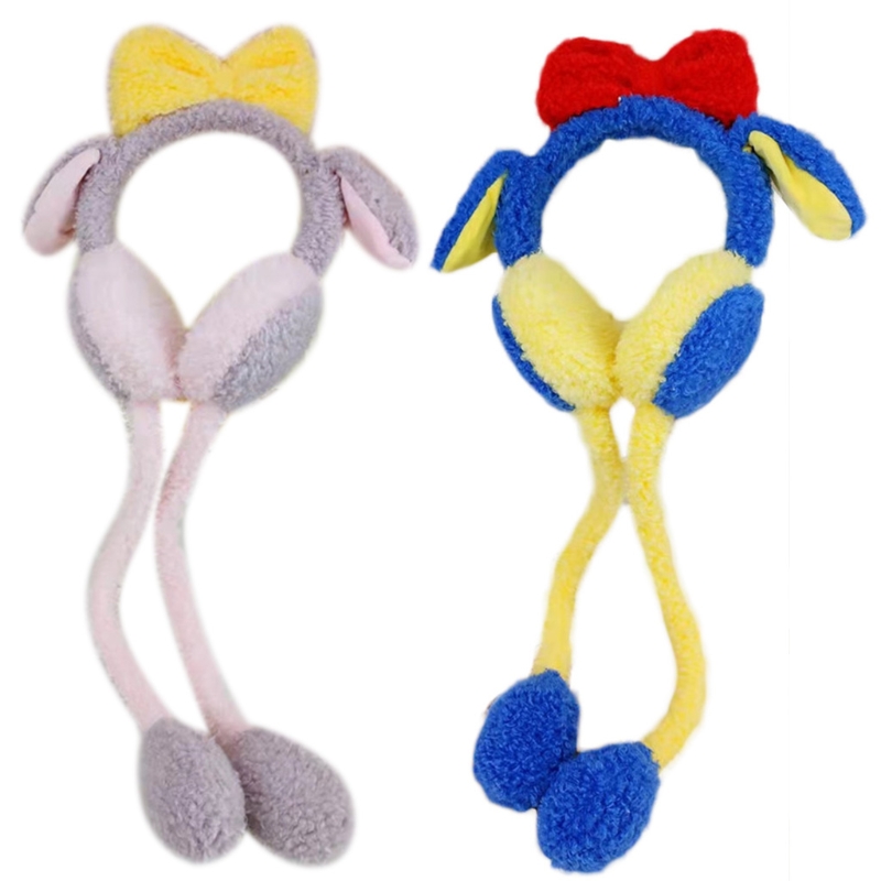 Fleece Ear Muffs Moving Rabbit Ears Earmuff Bunny Ear Muffs Jumping Rabbit Ear Hat Bow Knot Headband With Moving Ears