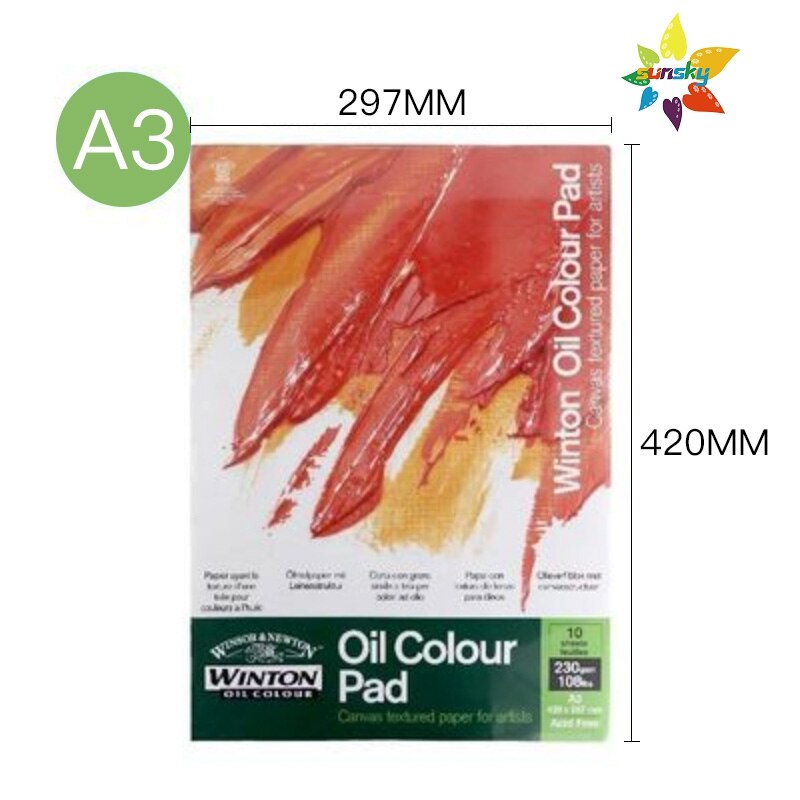 Winsor &amp; Newton Olie Kleur Pad, A3/A4,230gsm, Uitstekende Canvas Textuur, ideaal Voor Olieverf En Acryl Toepassingen: A3