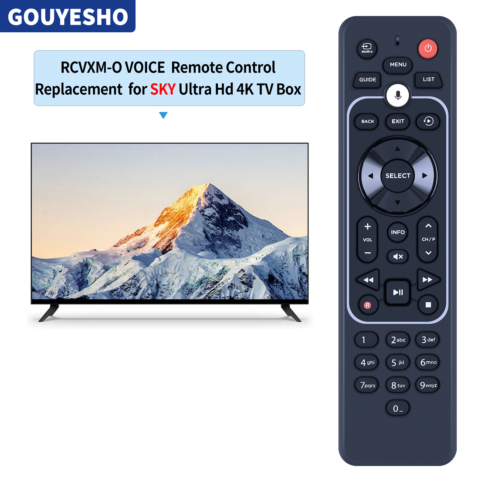 Mando a distancia con Bluetooth para SKY RCVXM-O, Ultra Hd, 4K, TV Box,