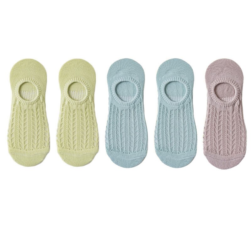 5 paia/lotto calzini invisibili in cotone Mujer antiscivolo Chaussette caviglia bassa donna femminile calzini da barca No Show Calcetines traspiranti: 07