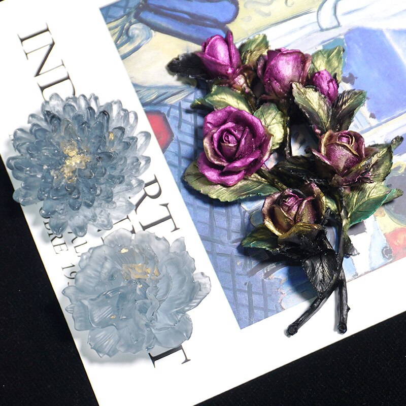 3D Geometric Rose Flower Silicone Mold for Sunflower Rose Turnsole Silicone Mold Jewelry Making Charms Diy Silica Molds Craft