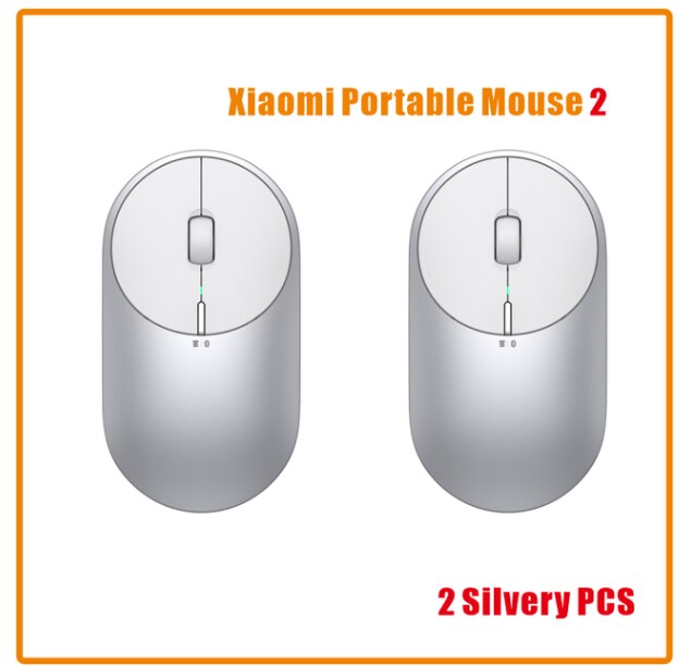 Originele Xiaomi Mi Draagbare Muis 2 4-DPI 4000 2400 1800 1200 Bluetooth RF2.4 Aluminium Metal Abs Windows 10 Android Mac: Silvery 2 PCS