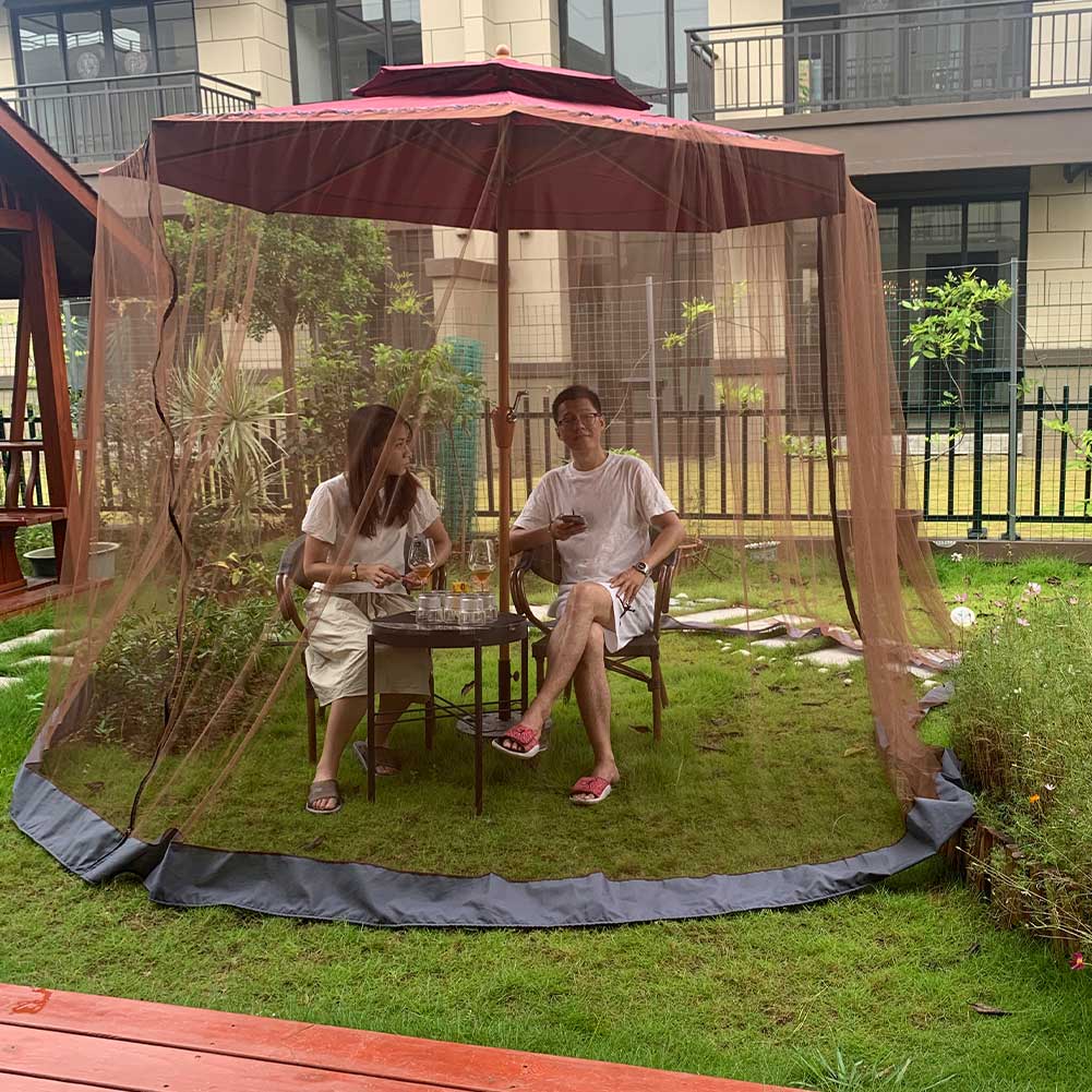 Screen Double Zipper Polyester Mesh Universal Courtyard Cover Cantilever Lawn Table Umbrella Mosquito Net Outdoor Patio Hanging