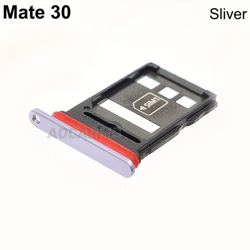 Aocarmo SD MicroSD Holder Nano Sim Card Tray Slot For Huawei Mate 30 Replacement Part: Silver