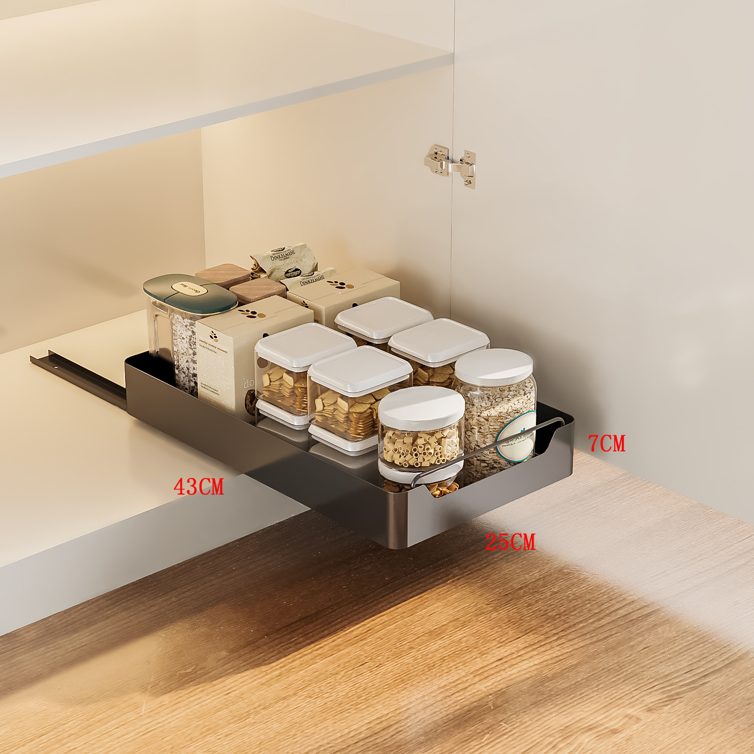 Organizador de armario extraíble, estantes de despensa deslizantes de alta resistencia, cajón de almacenamiento, cesta de armario de malla deslizante para accesorios de cocina: Castaño