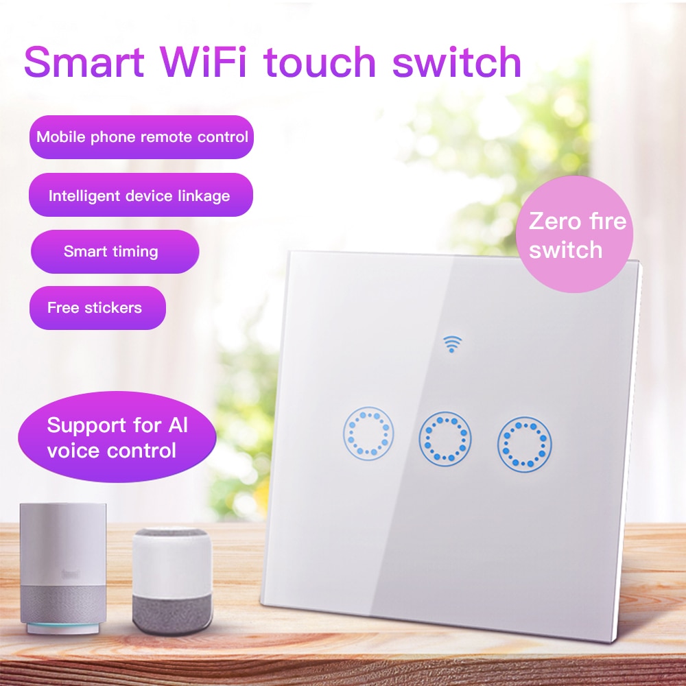 1/2/3 Gang Smart WiFi Light Switch Interruptor Touch Wall Power Switch App Remote Control Intellegent Switch For Alexa/Echo Home